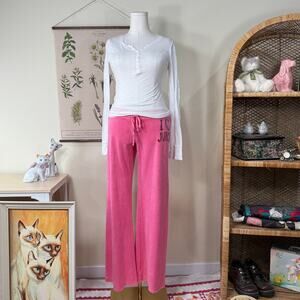 Y2k Pink Terry I Love Juicy Couture Track Pants Trashy McBling Bimbo Gyaru L
